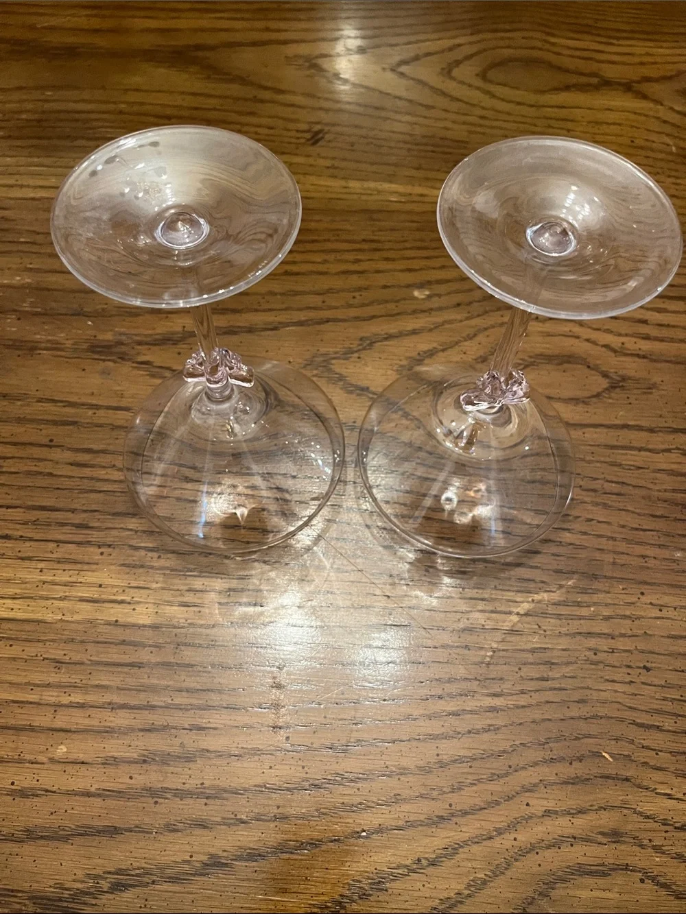 Pink Bow Coupe Cocktail Glasses - Clear Stemware (Set of 2)